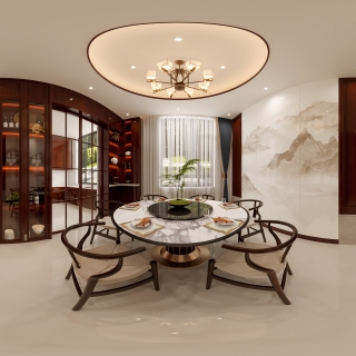 新中式餐厅全景