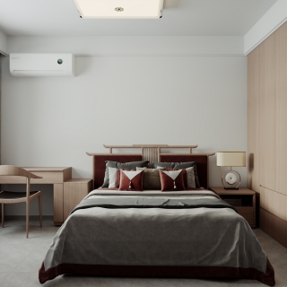 新中式三层卧室静态
