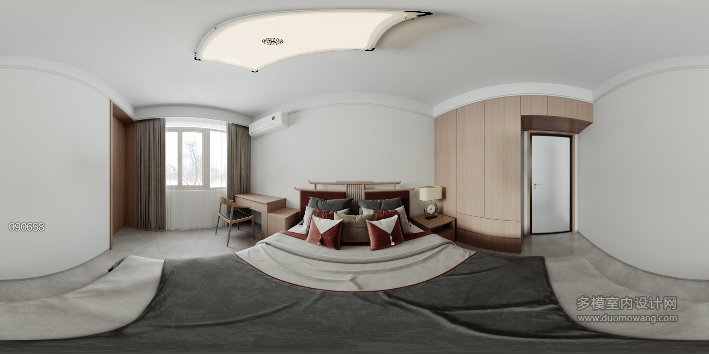 新中式三层卧室全景