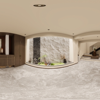 新中式车库层玄关全景