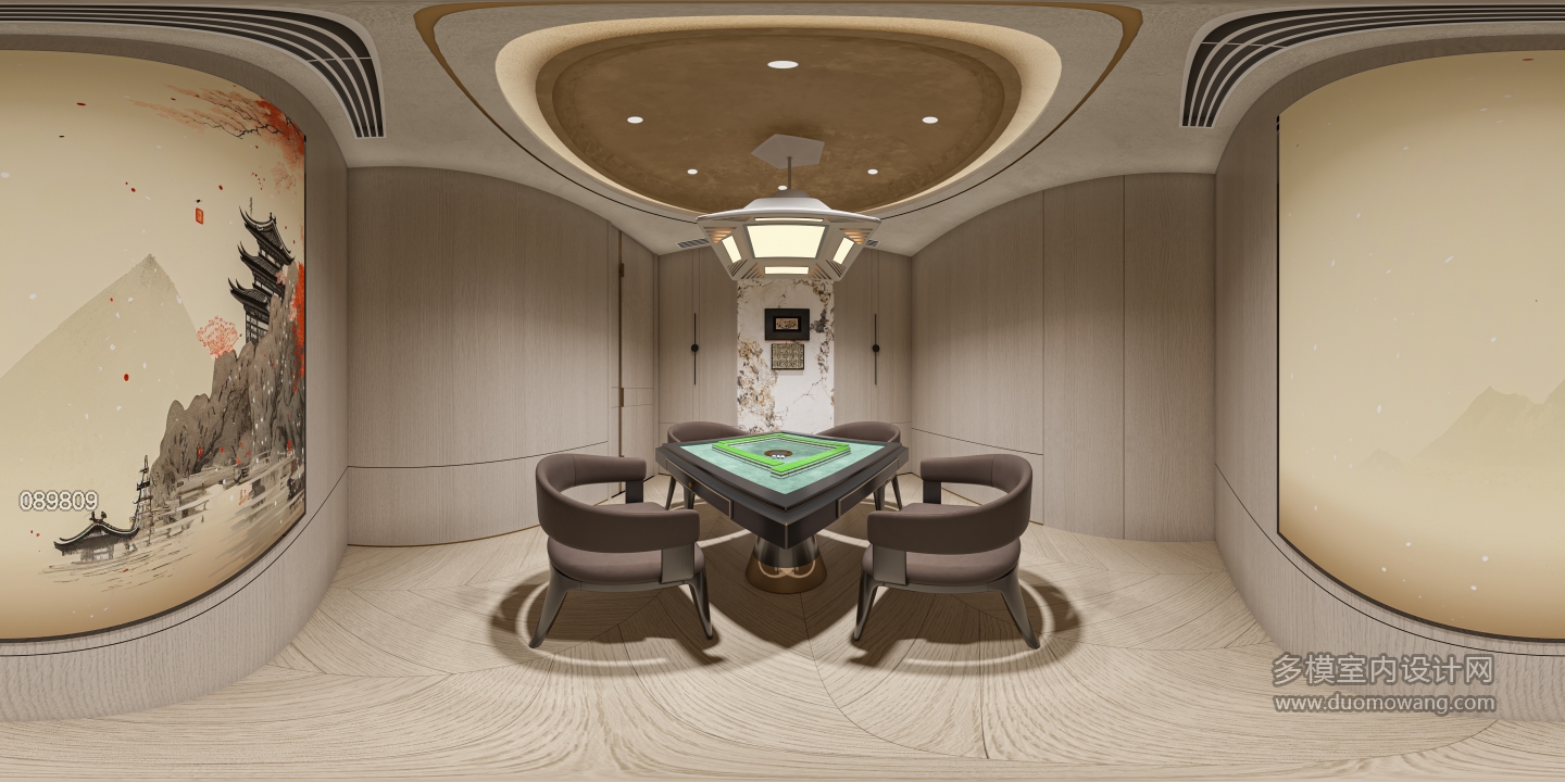 新中式棋牌室全景