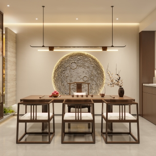 新中式会所一楼特写