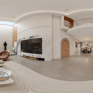 现代_负二层客厅全景