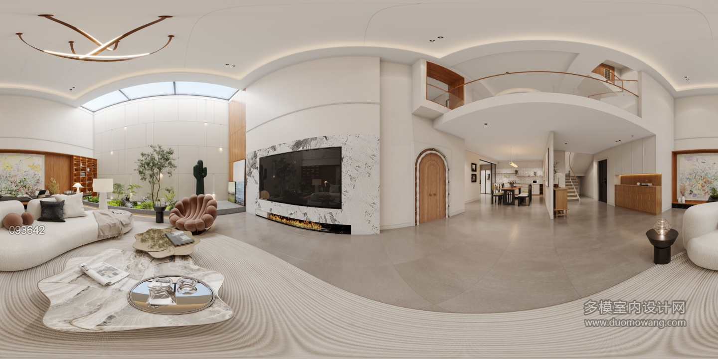 现代_负二层客厅全景