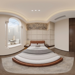 现代法式中古负一卧室2全景