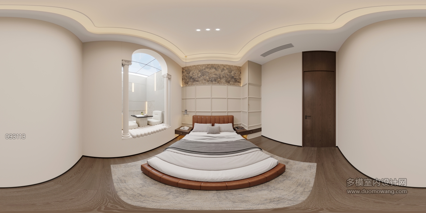 现代法式中古负一卧室2全景