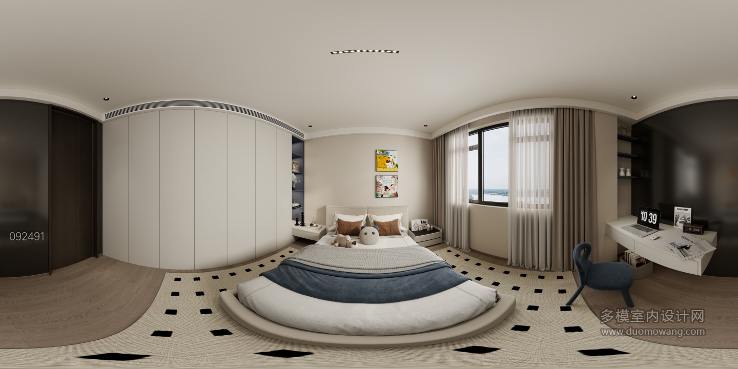 现代简约次卧B全景