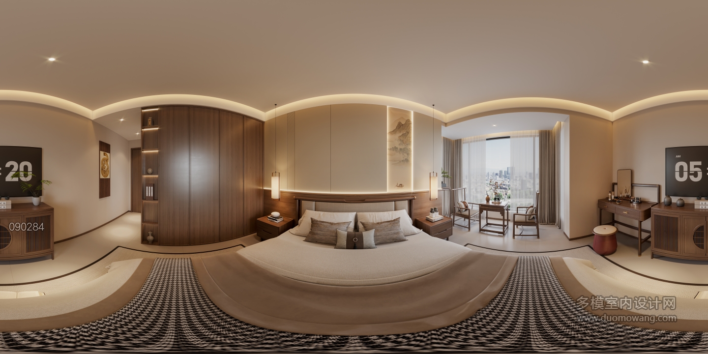 宋式中古卧室一全景