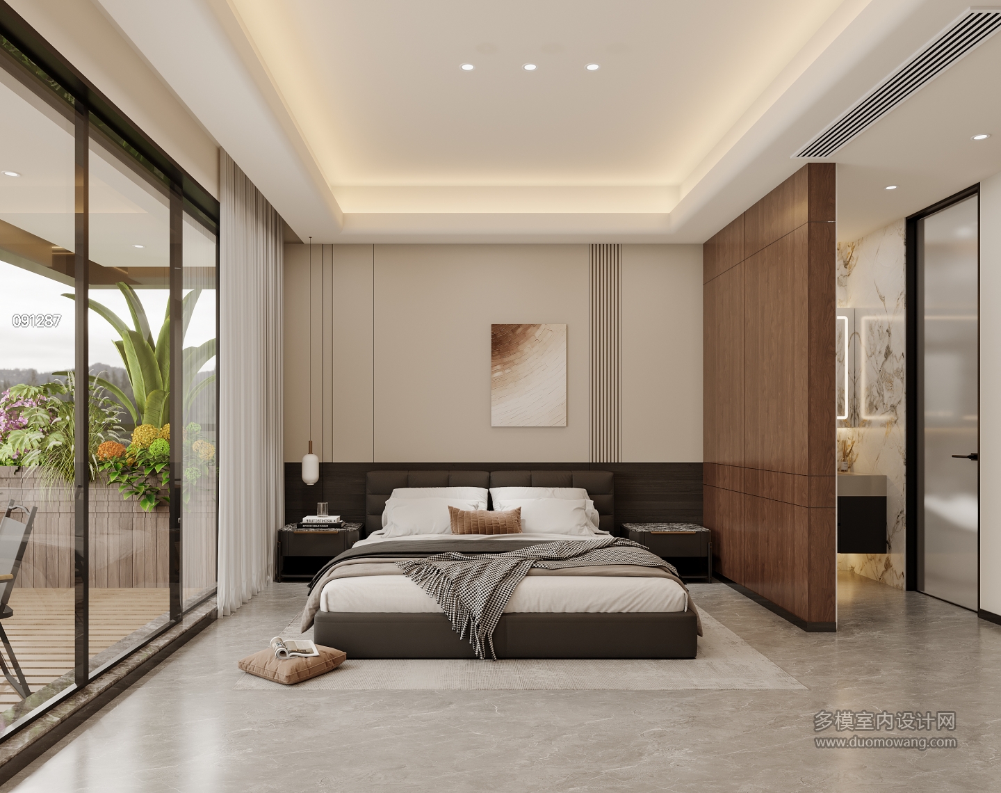 现代四层主卧特写