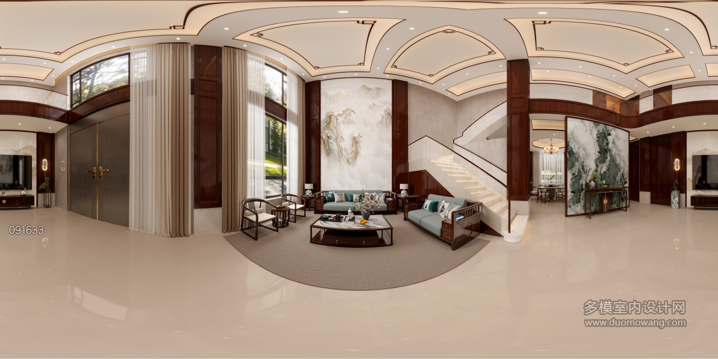 新中式客厅全景