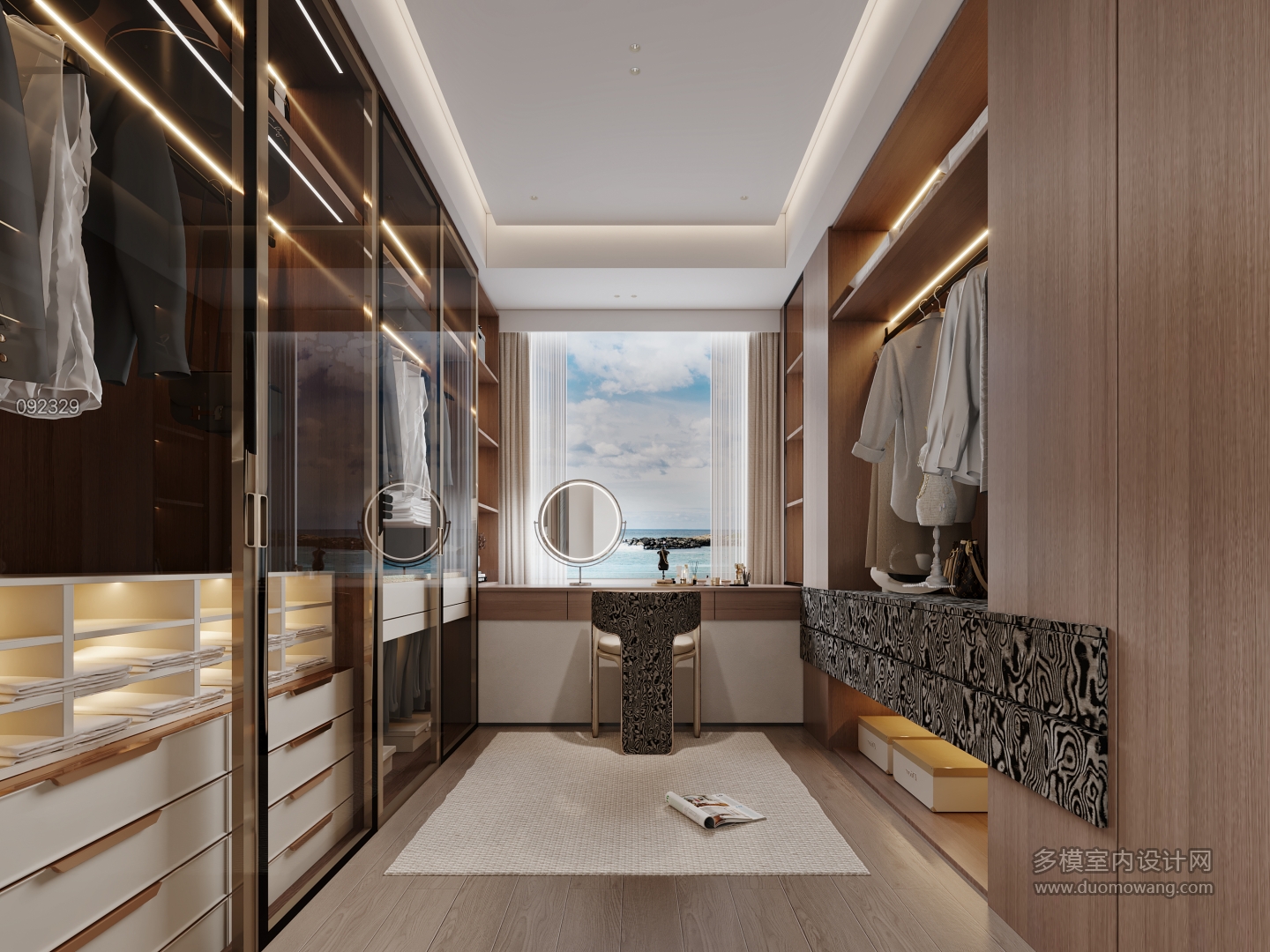 现代衣帽间特写