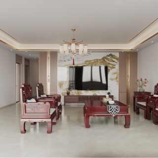 新中式四层客厅静态3