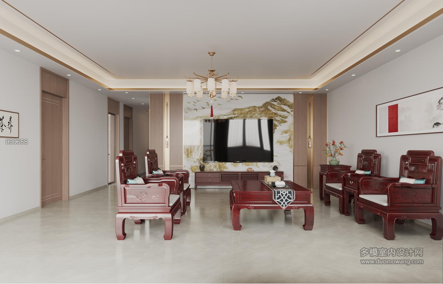 新中式四层客厅静态3