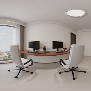 现代中古书房全景