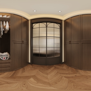 现代二楼衣帽间全景