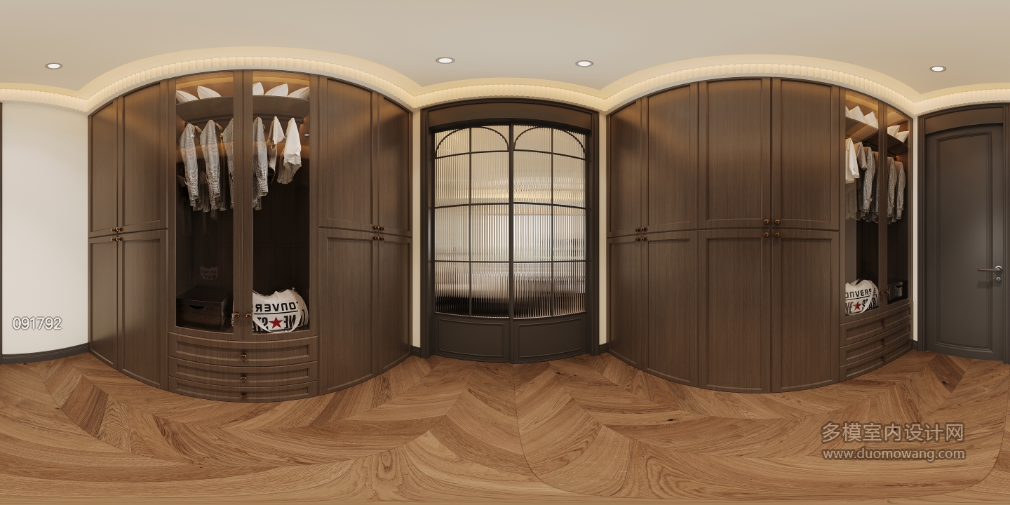 现代二楼衣帽间全景