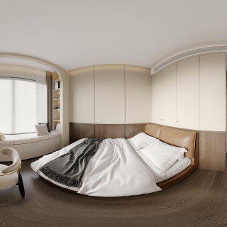 现代法式中古一层南次卧全景