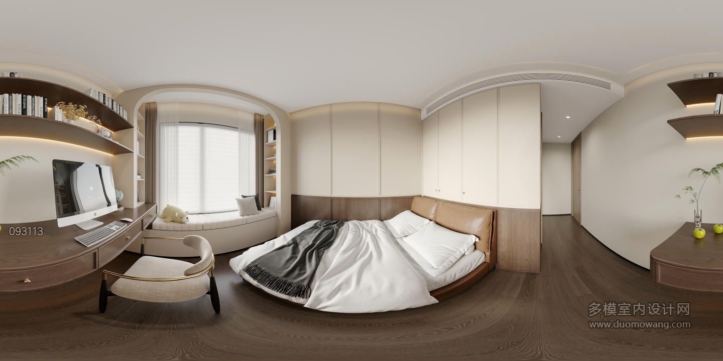 现代法式中古一层南次卧全景