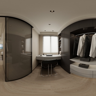 现代简约主卧衣帽间全景