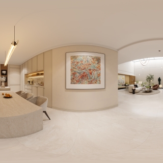 现代负二层餐厅全景