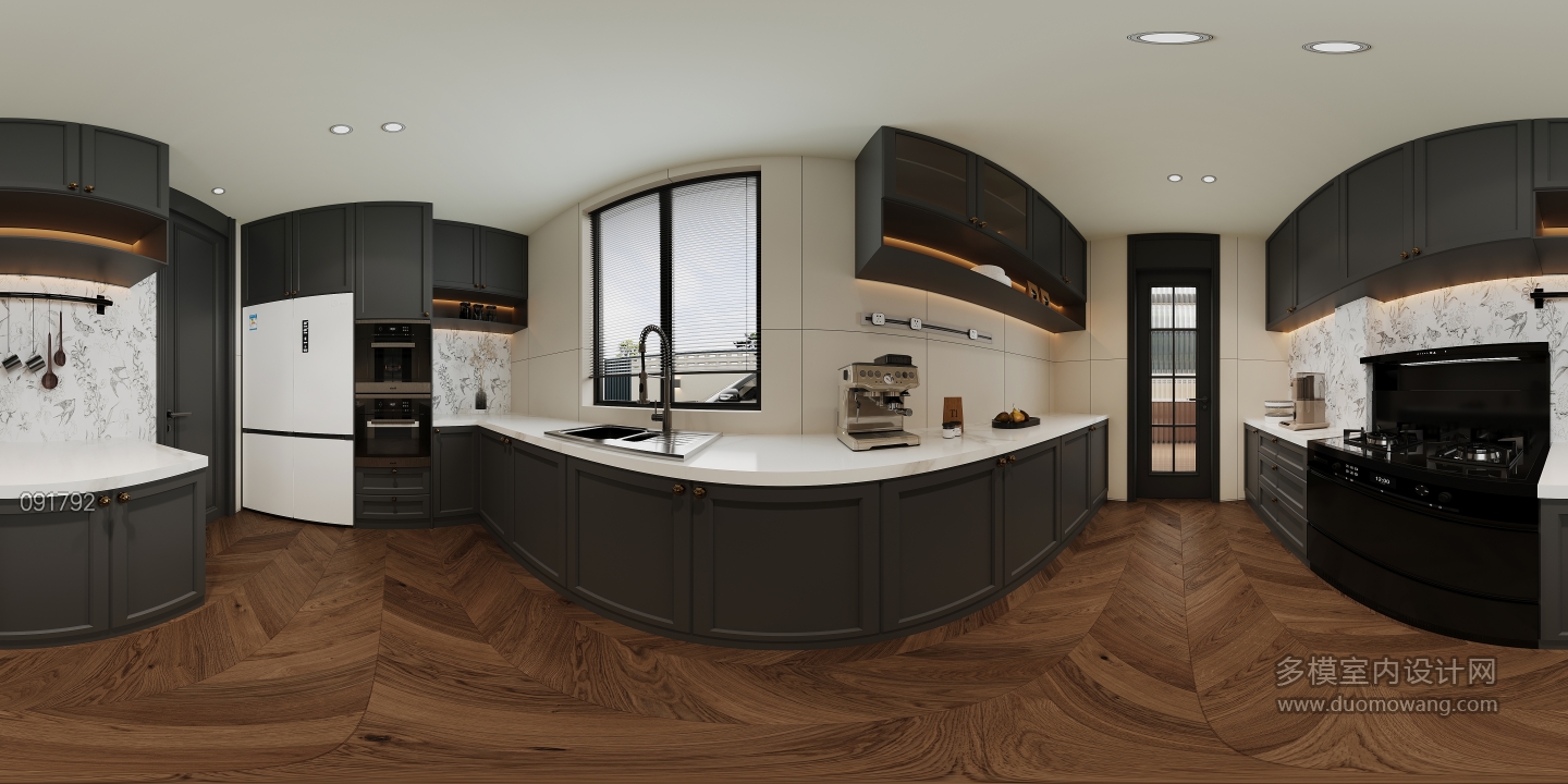 现代一楼厨房全景