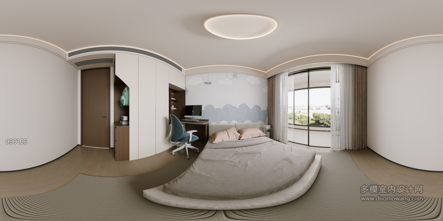 现代男孩房全景