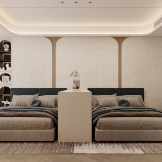 现代双床房特写