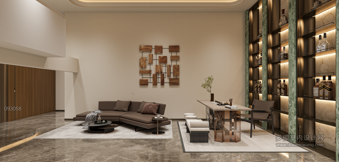 现代地下室客厅