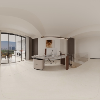 现代二楼书房全景