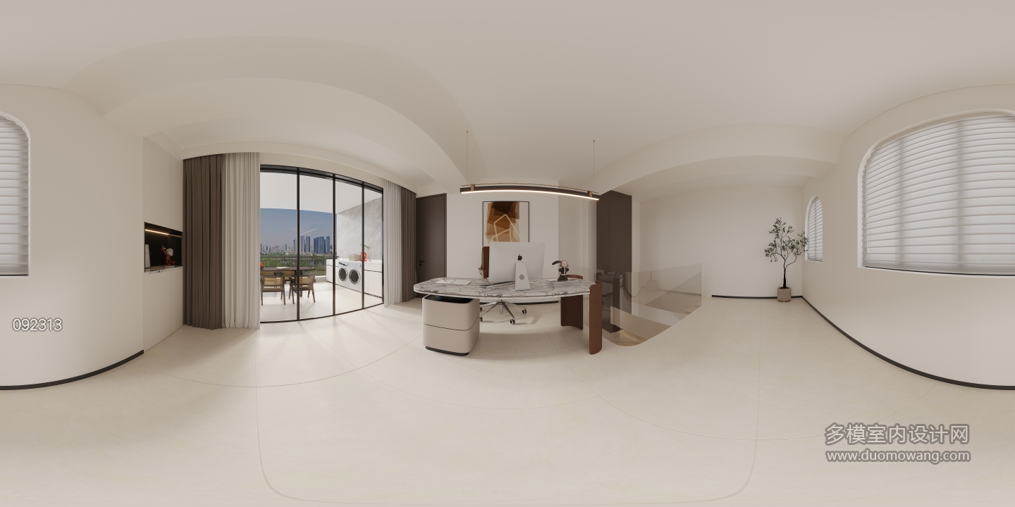 现代二楼书房全景