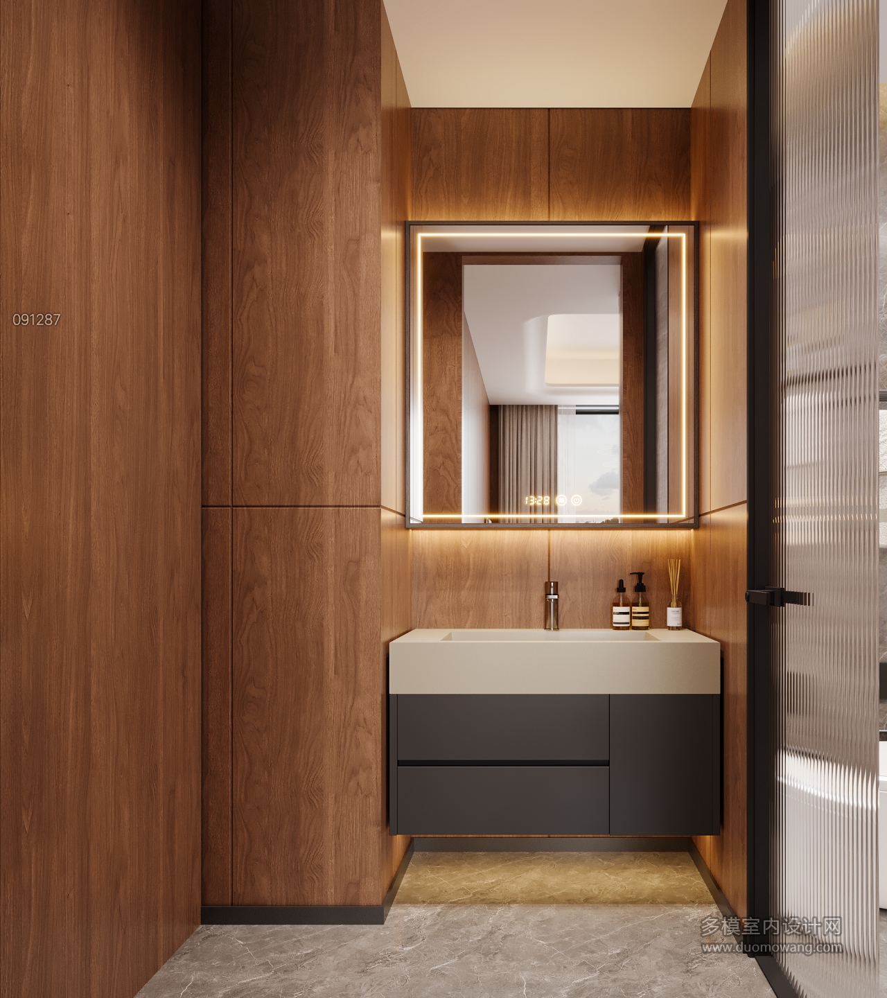 现代三层卫生间干区特写