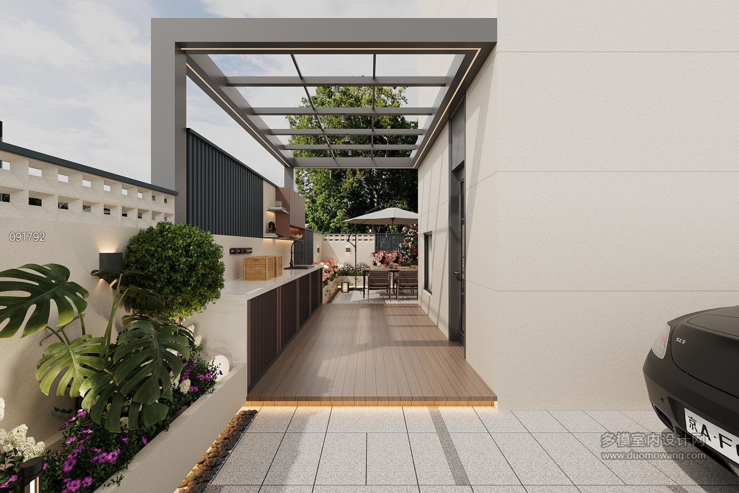 现代一楼院子单张二