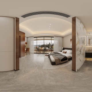 现代四层主卧衣帽间全景