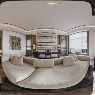 新中式1楼_客厅全景