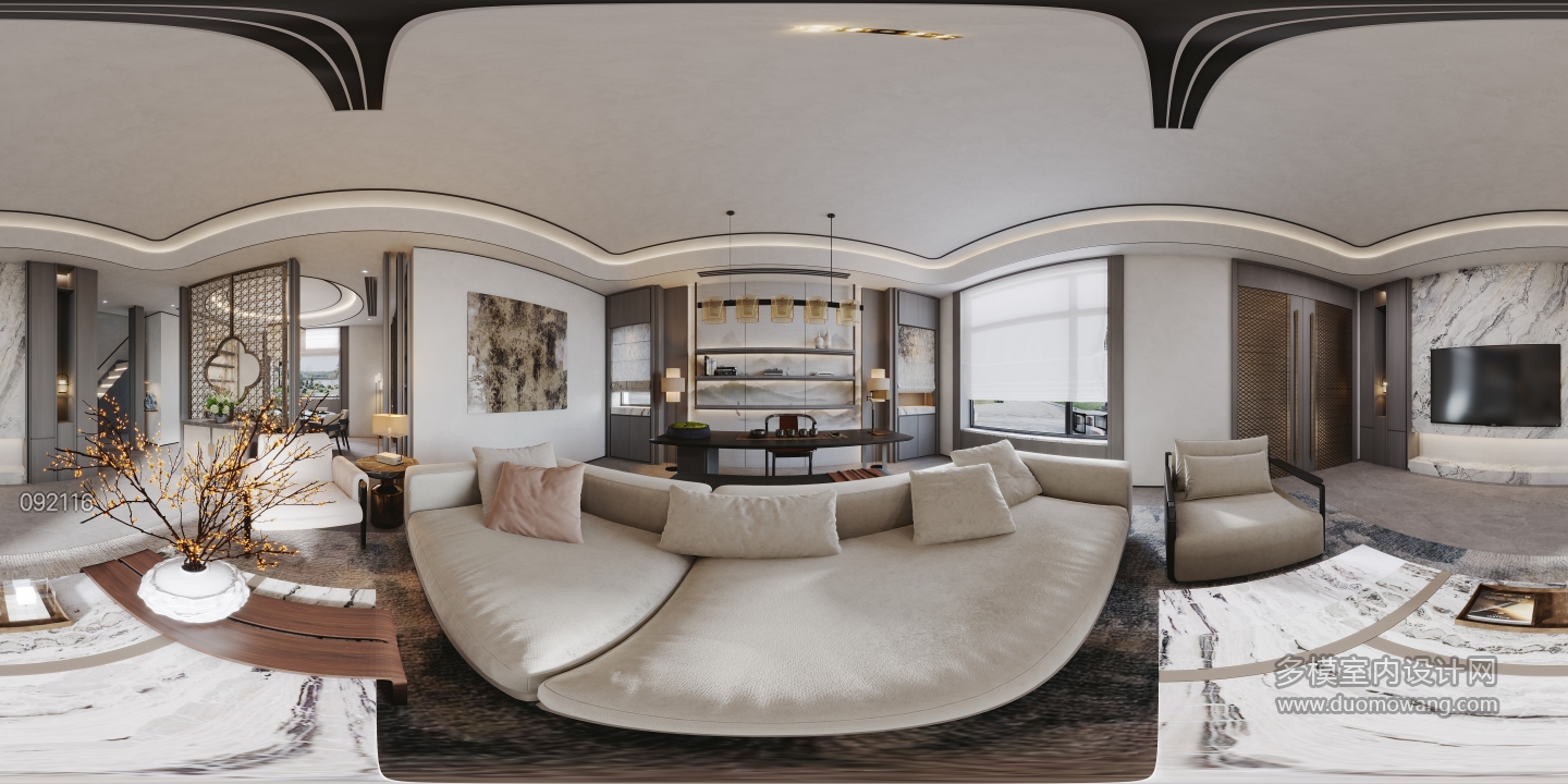 新中式1楼_客厅全景