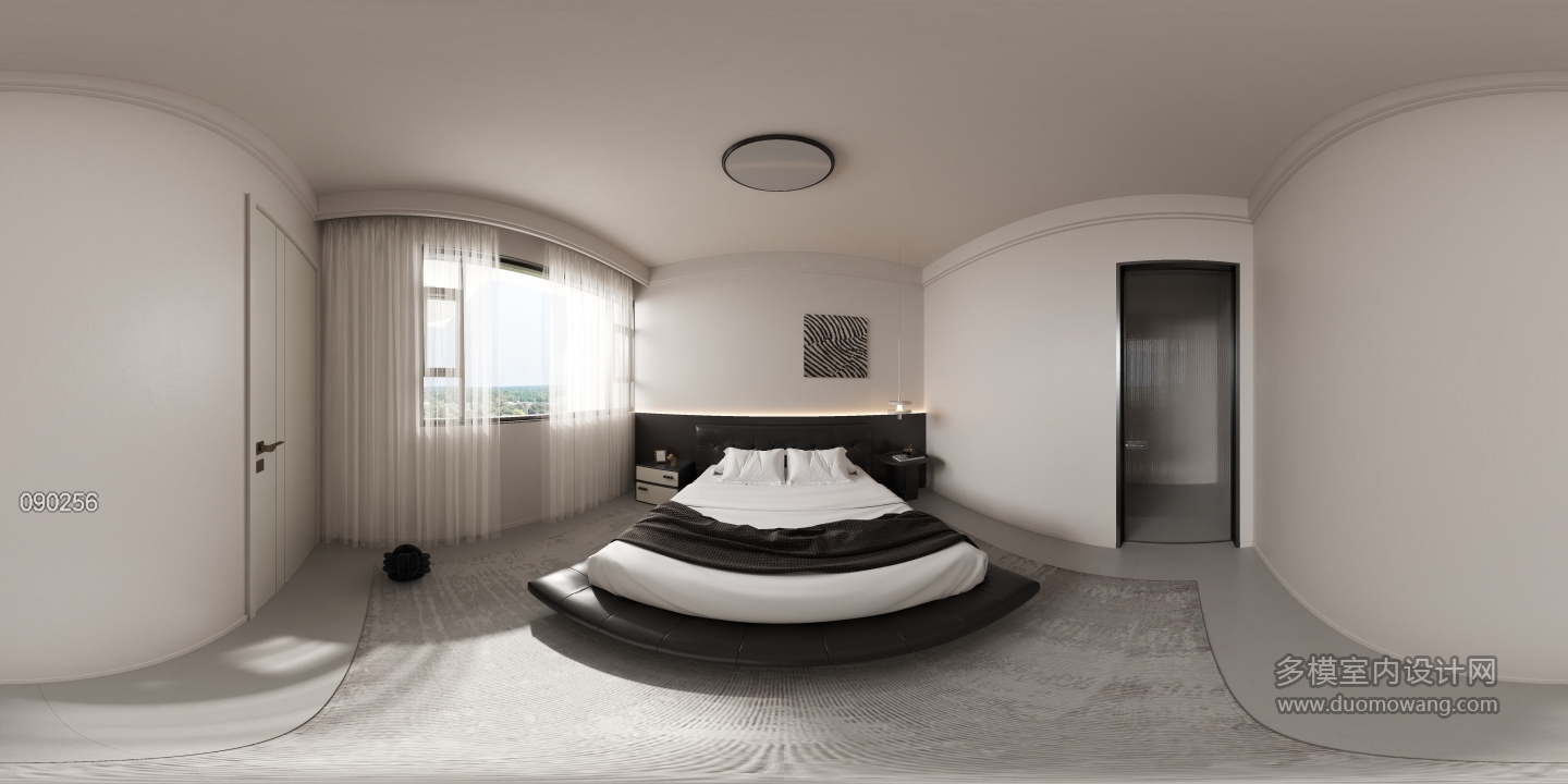 现代黑白灰二楼-次卧