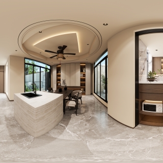 新中式一层餐厅全景