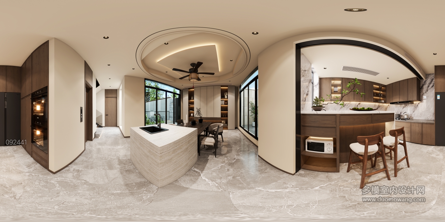 新中式一层餐厅全景