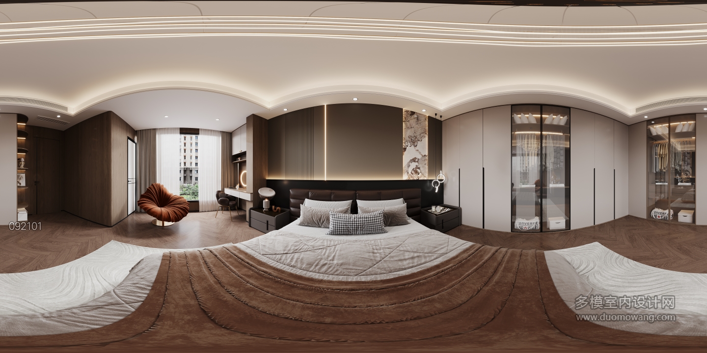 现代二楼主卧全景