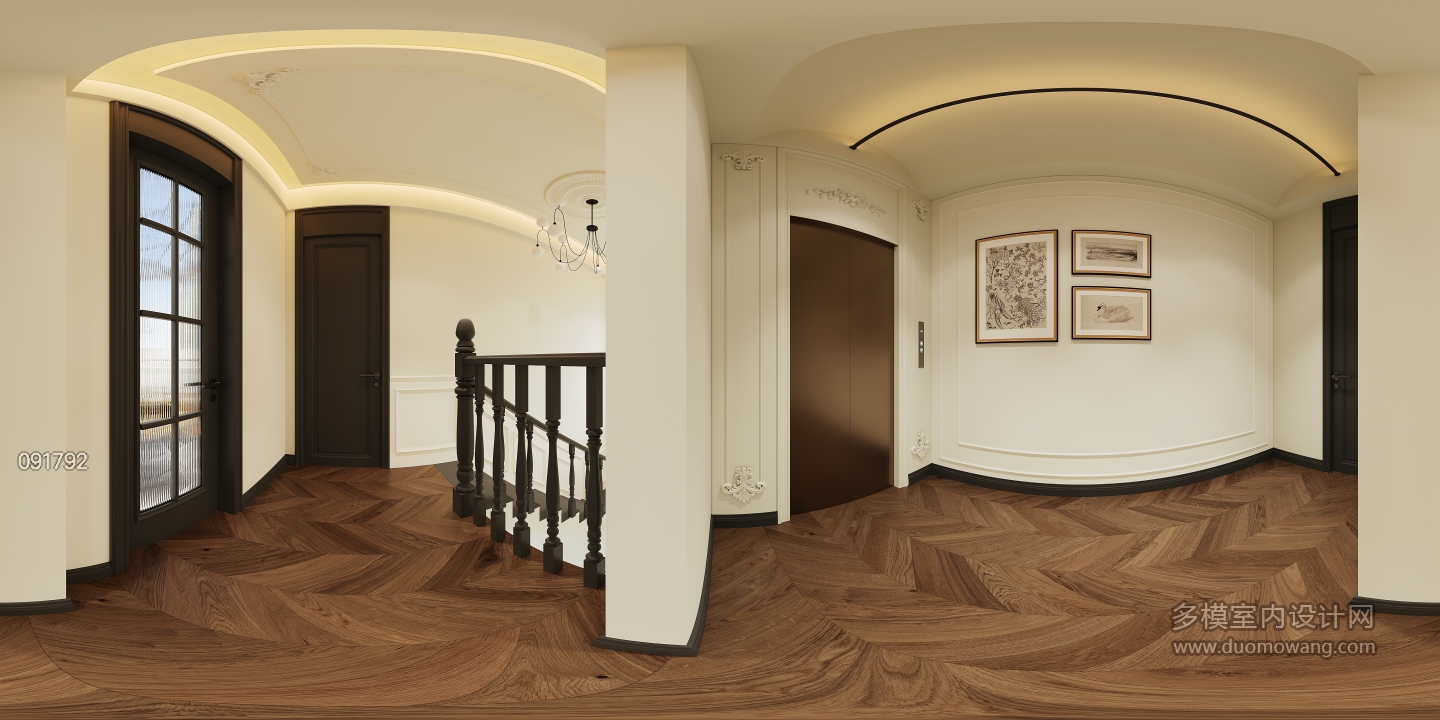 现代三楼楼梯间全景