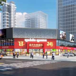 商场外立面大门日景