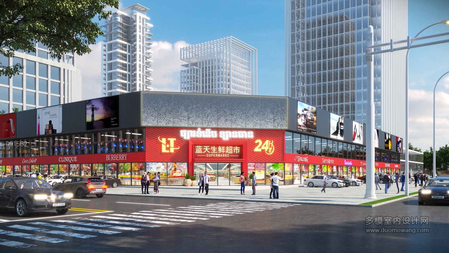 商场外立面大门日景