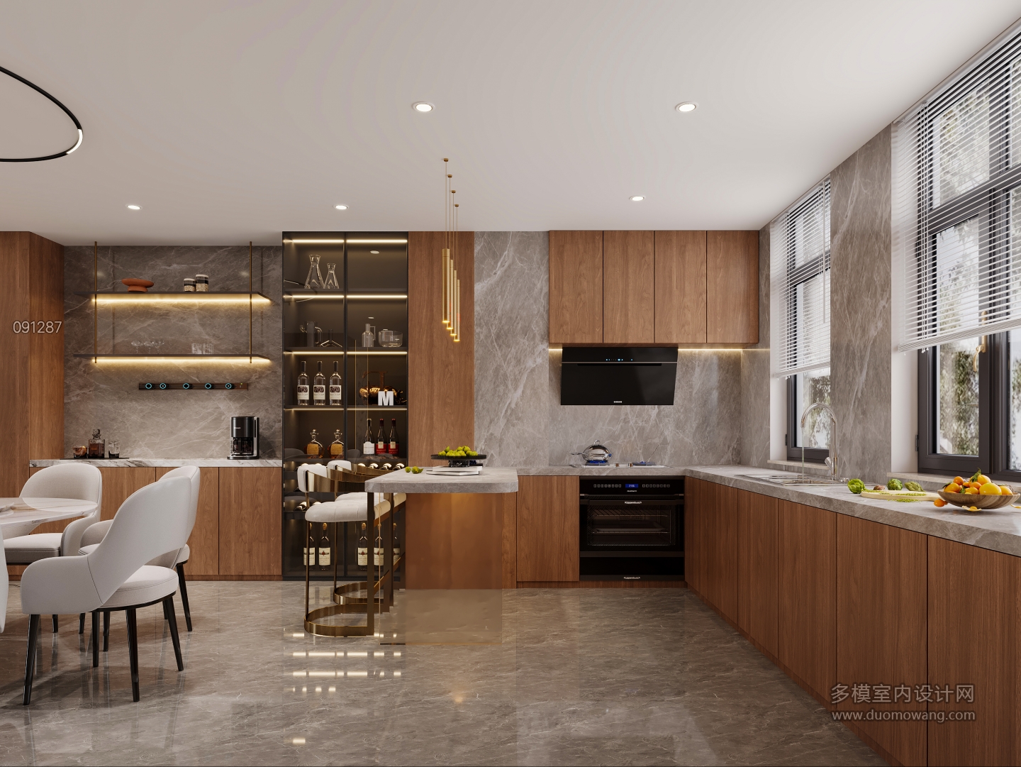 现代三层厨房特写