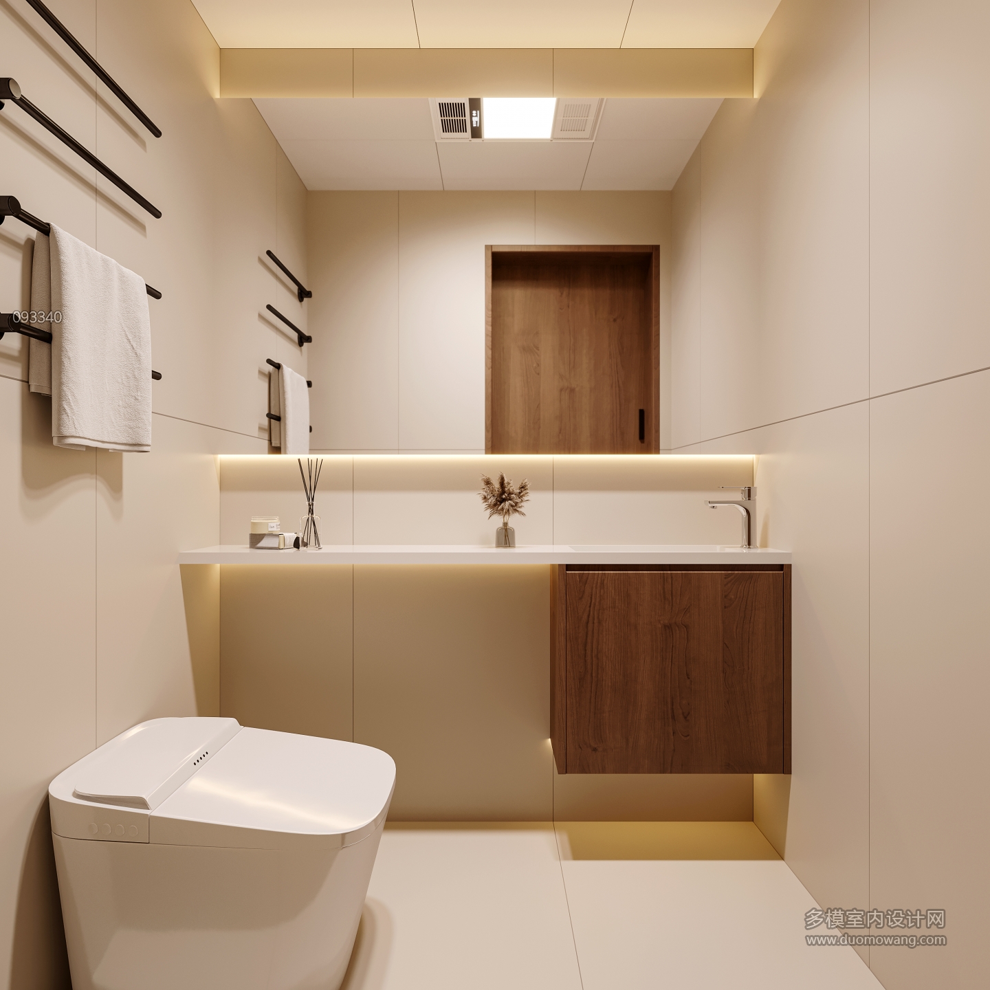 现代奶油次卫透视