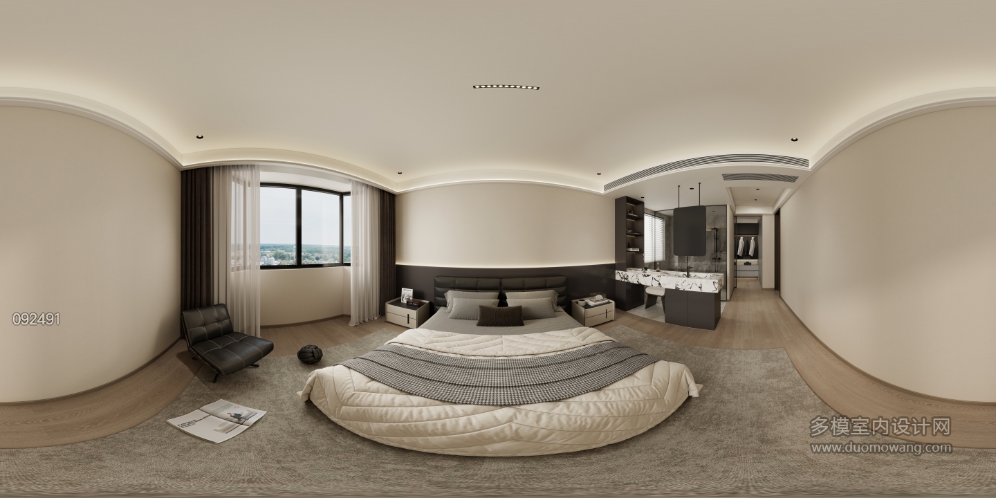 现代简约主卧全景