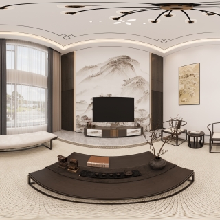 新中式客厅全景