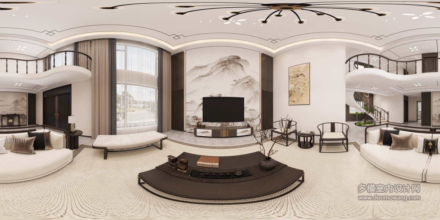 新中式客厅全景