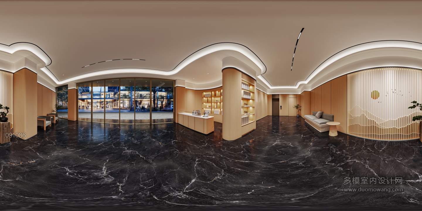 现代酒店大厅全景