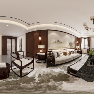 新中式三楼客厅-全景