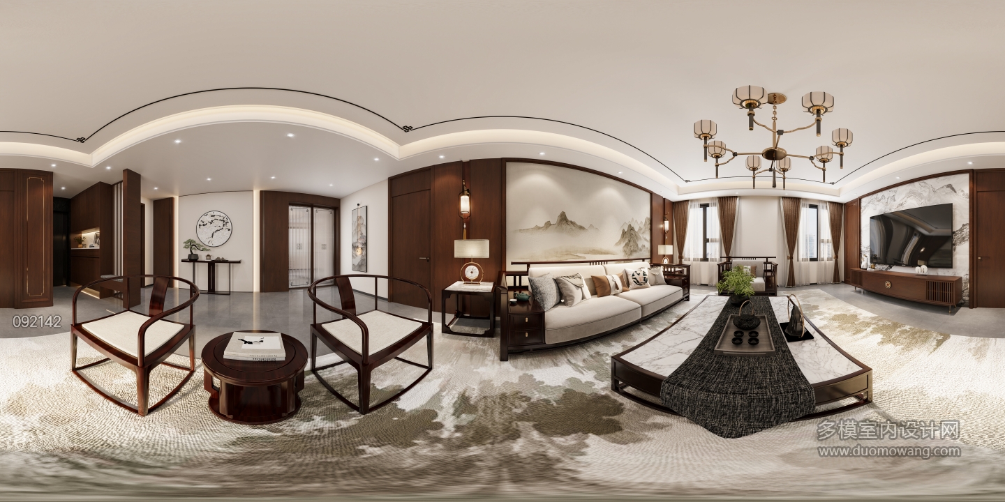 新中式三楼客厅-全景